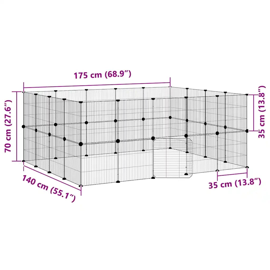 Gabbia per Animali 36 Pannelli con Porta Nera 35x35 cm Acciaio CFW5904175