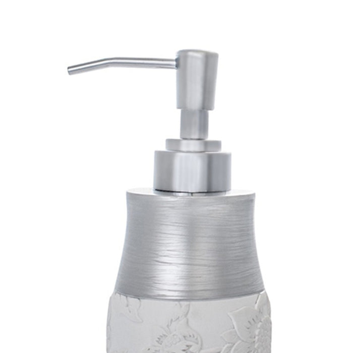 Dispenser bianco/argento in resina - serie damasco