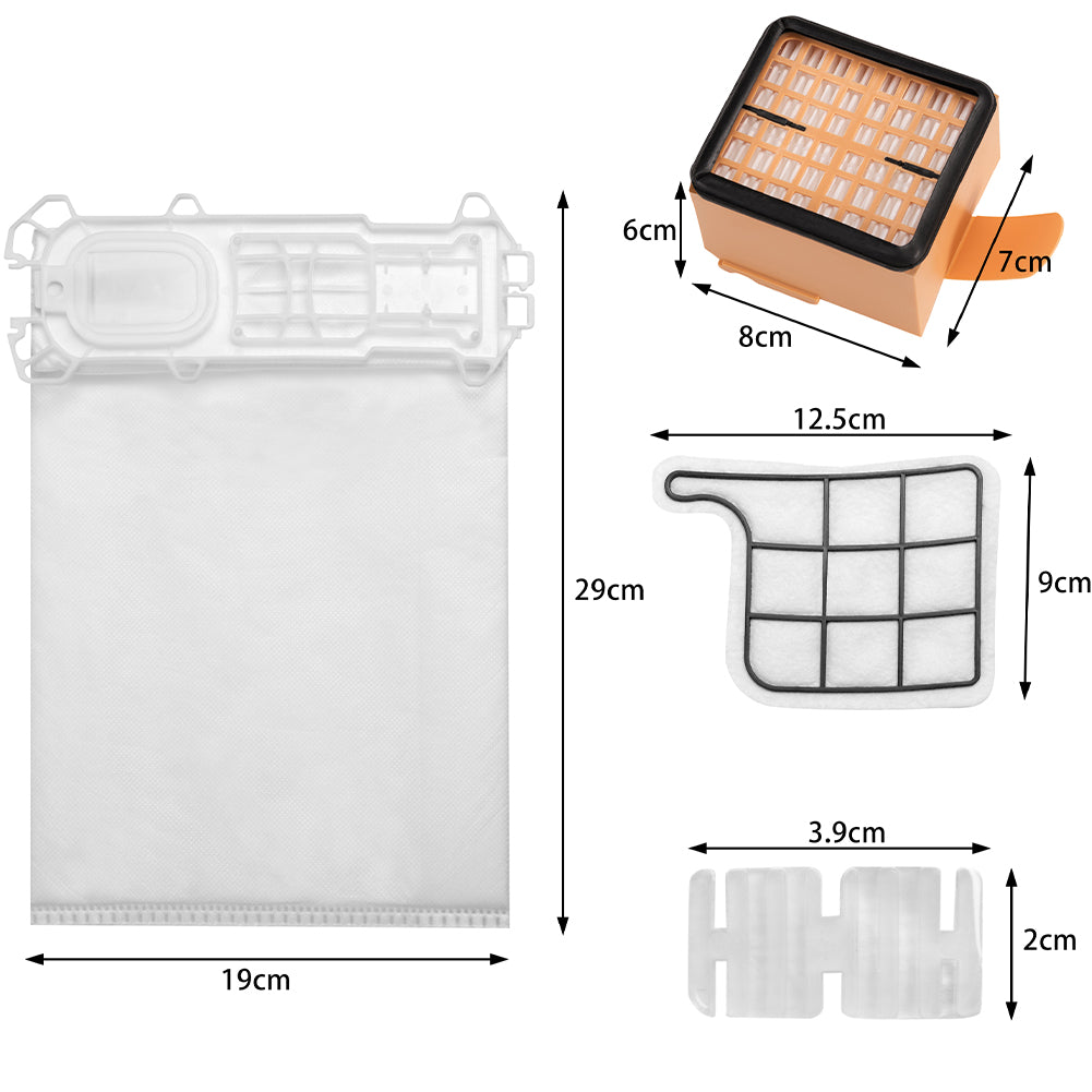 Kit Folletto VK135 VK136 12 Sacchetti + 12 Profumini + 2 Filtri Hepa e 2 Motore