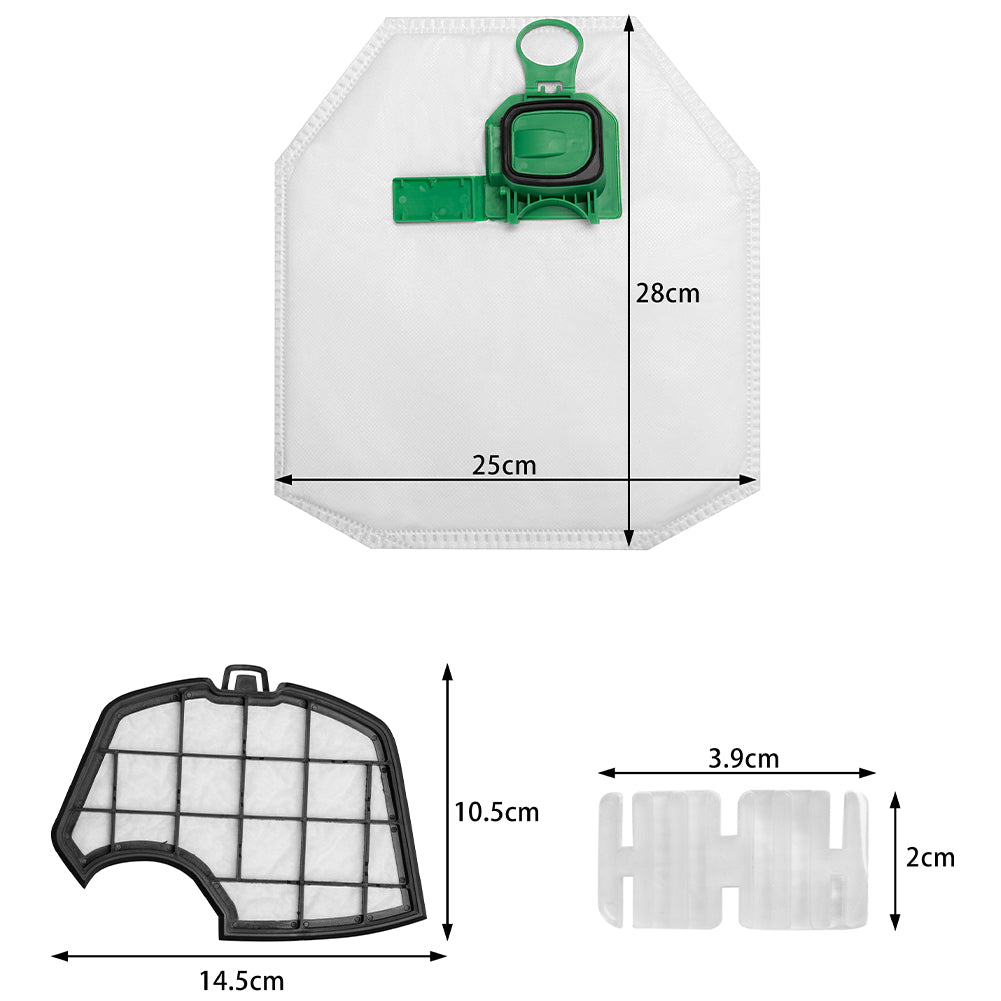 Kit Folletto VK140 VK150 12 Sacchetti + 12 Profumini + 2 Filtri Motore Compatibi