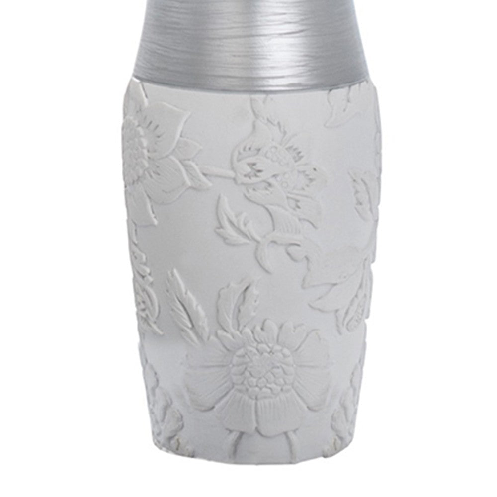 Dispenser bianco/argento in resina - serie damasco