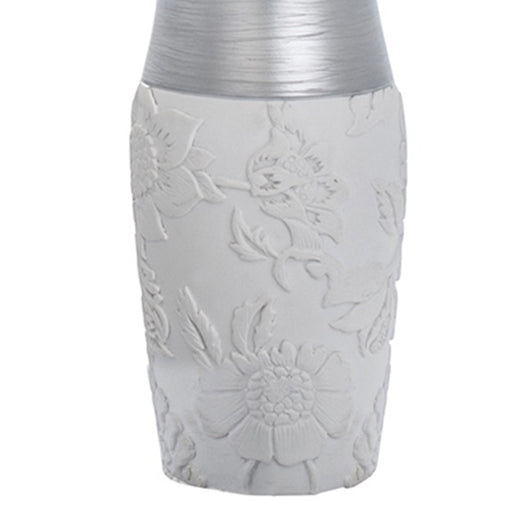 Dispenser bianco/argento in resina - serie damasco