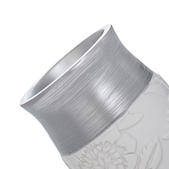 Bicchiere bianco/argento in resina - serie damasco