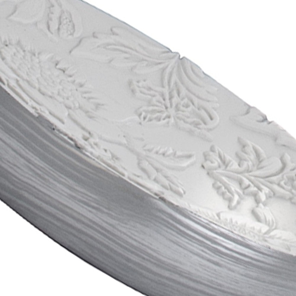 Porta sapone bianco/argento in resina - serie damasco