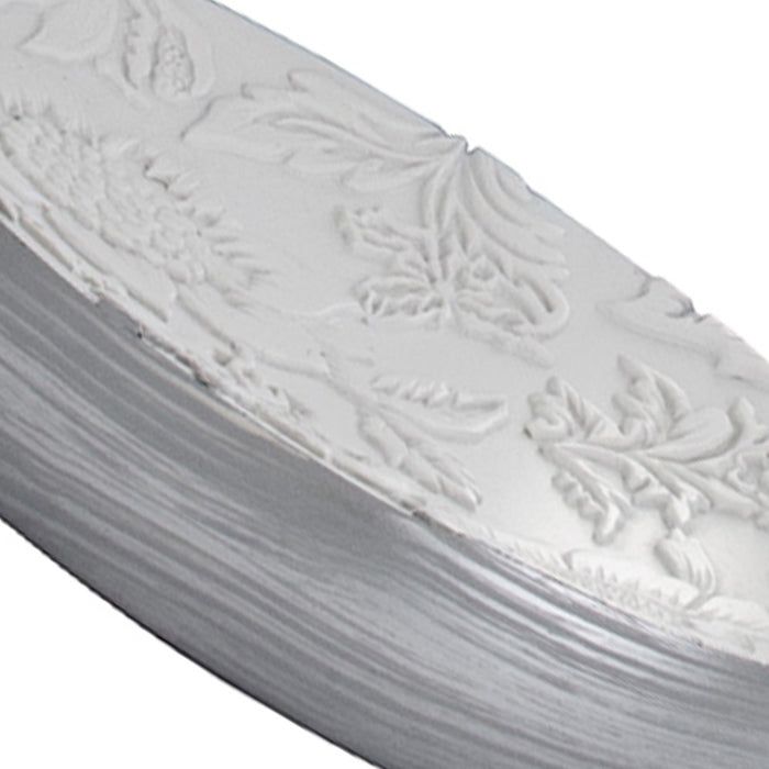 Porta sapone bianco/argento in resina - serie damasco