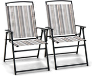 Set di 2 Sedie, 2 Sedie Prendisole, Poltrona da Giardino, Sedie Pieghevoli con Braccioli, Struttura Robusta in Ferro, Portata 150 kg, Realizzato in Tessuto Traspirante Teslin