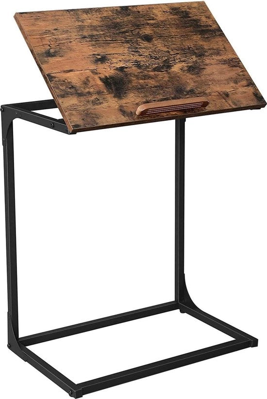 Tavolo di lavoro in silicone - Scaffalature accessorie - Industriale - Regolabile in altezza - Vintage marrone e nero - 55 x 35 x 66 cm