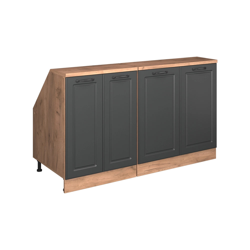 Mobile cucina sottotetto R-Line Antracite rustico/Rovere dorato 140 cm Set di 2 carcasse armadio profondità 60 cm Vicco