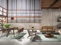 Sedia in tessuto grigio e noce