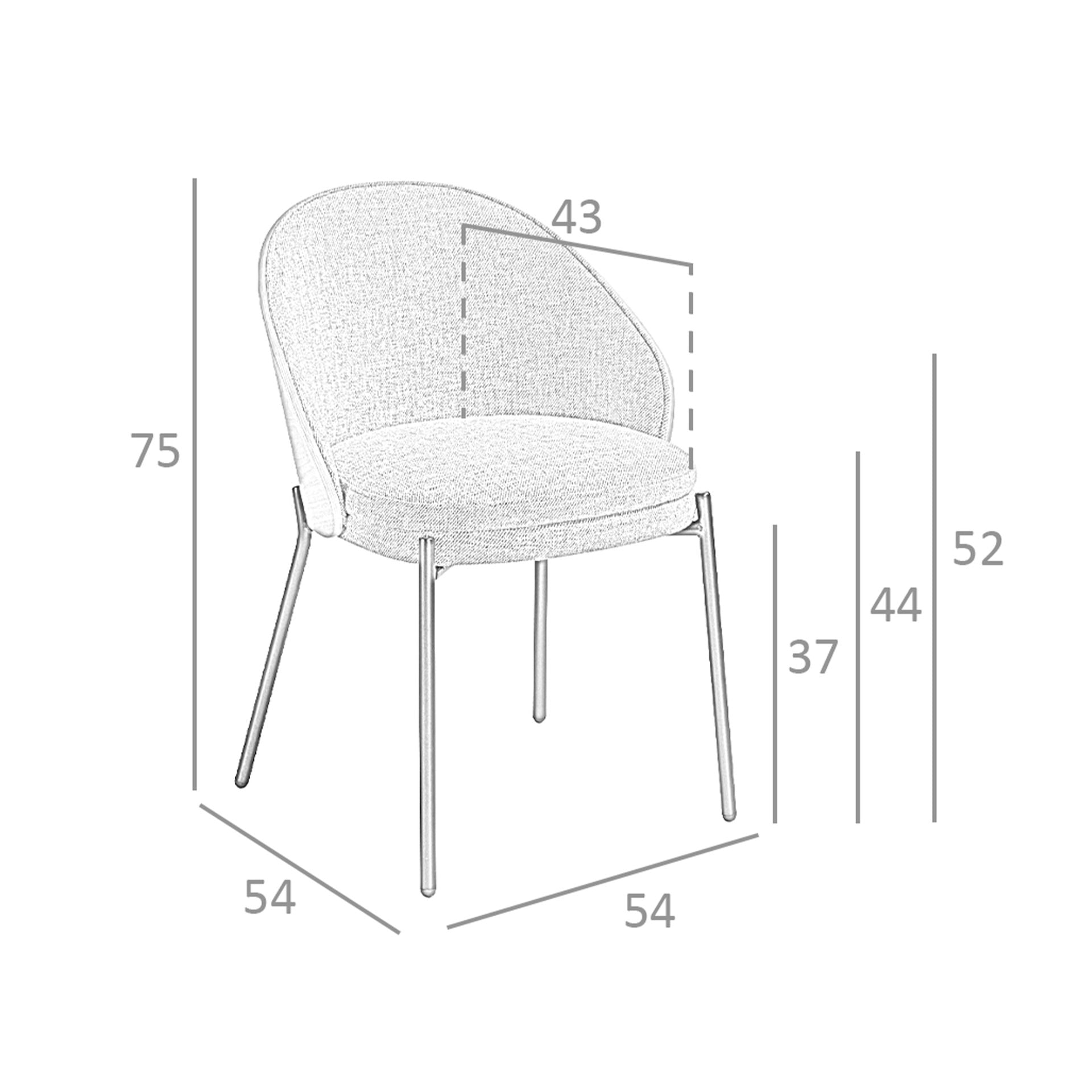 Sedia in tessuto grigio e noce