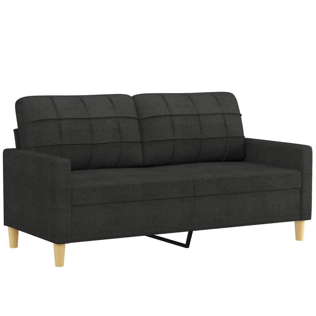 Set Divani 2 pz con Cuscini Nero in Tessuto 3201294