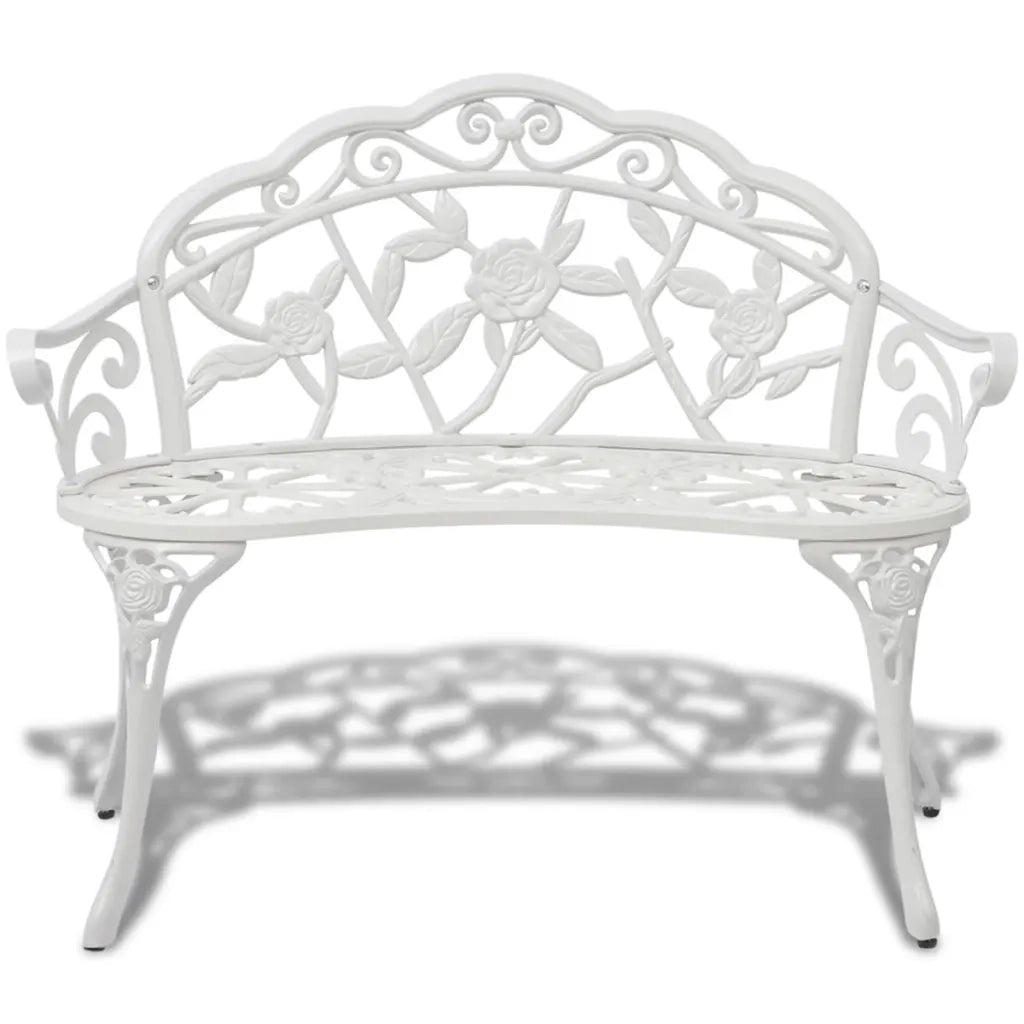 Panchina da Giardino 100 cm in Alluminio Pressofuso Bianco 42167