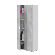 Armadio Alto Multiuso Con Doppia Anta E 4 Ripiani Ideale Per Bagno Ingresso Camera Da Letto Garage Ripostiglio Design Moderno Huelva L 80 x 37 x 182 Cm Bianco E Grigio Cemento