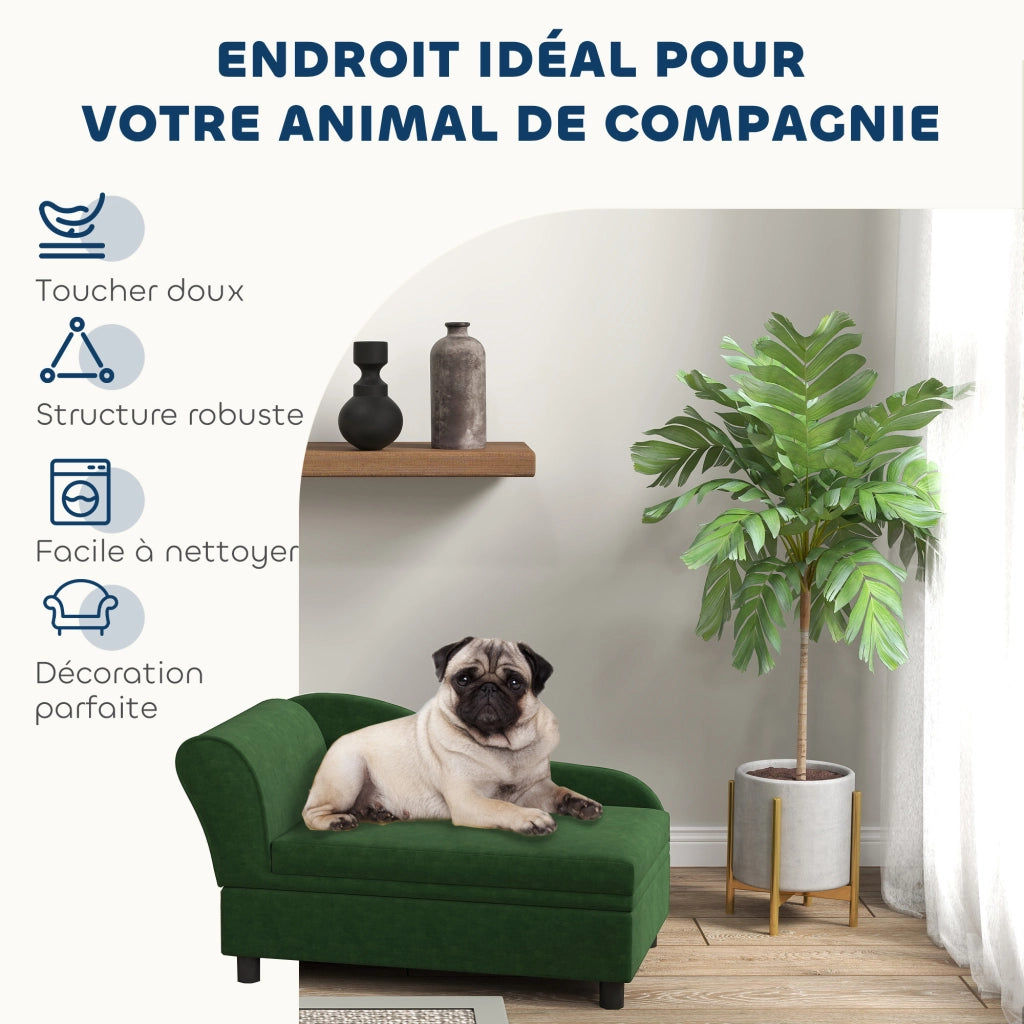 Divano per cani e gatti con contenitore ¨C zephmum ¨C verde 76x45x43 cm