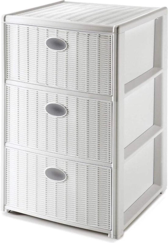 Tre cassetti Spazio di risparmio cassetti - Polipropilene - Bianco - 40x37x60h - 30x40x60h - Mobile di archiviazione