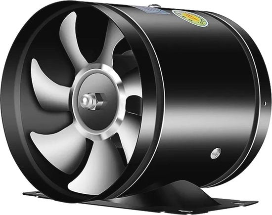 Ventilatore di scarico - Tubo - Ventilatore di canale - Creazione di aria fresca - Estrazione potente - 8 pollici 60W - Nero