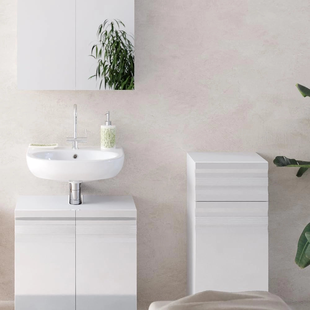 Mobiletto bagno Fredd, Bianco lucido, 36.4 x 79 cm, a parete con due ripiani interni regolabili