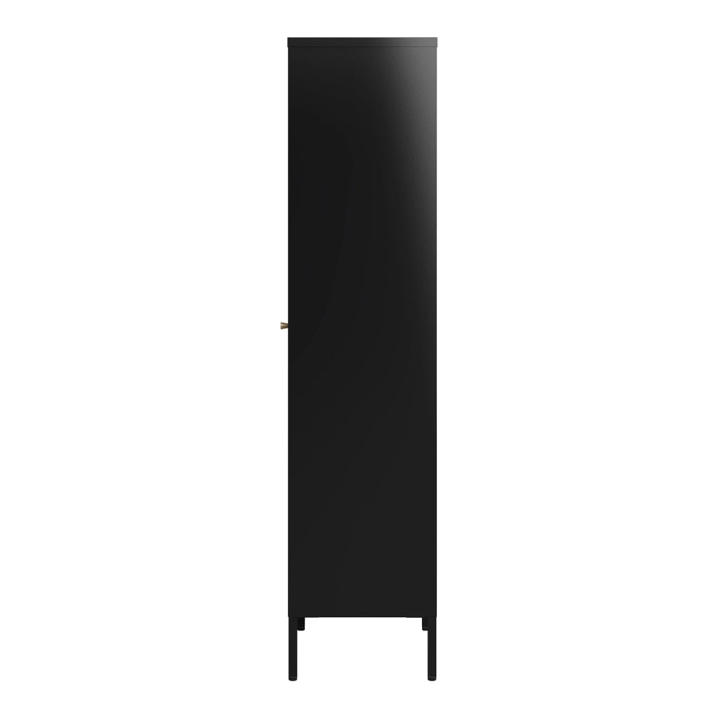 Armadio a Vetrata Säkylä con 4 Scomparti 150 x 50 x 35 cm in Acciaio - Nero [en.casa]
