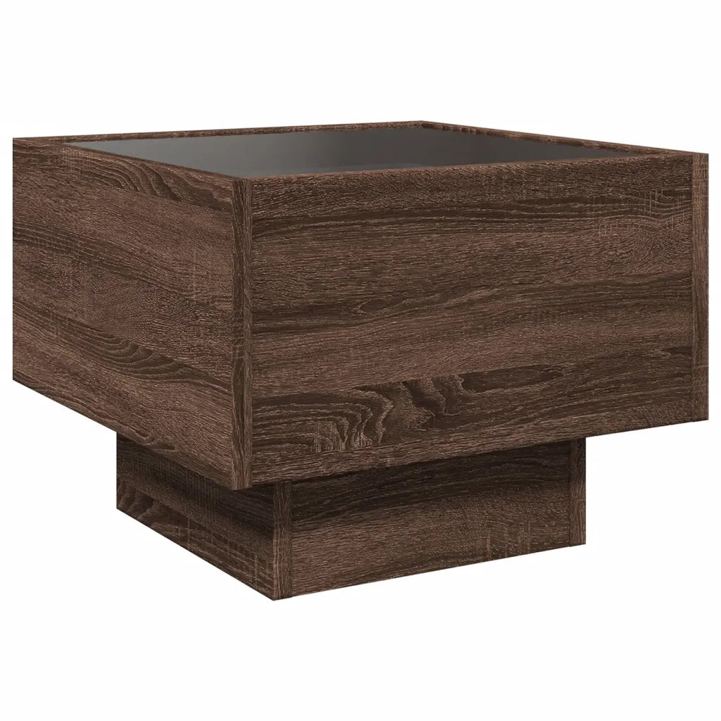 vidaXL Tavolino con LED Rovere Marrone 40x40x30cm in Legno Multistrato
