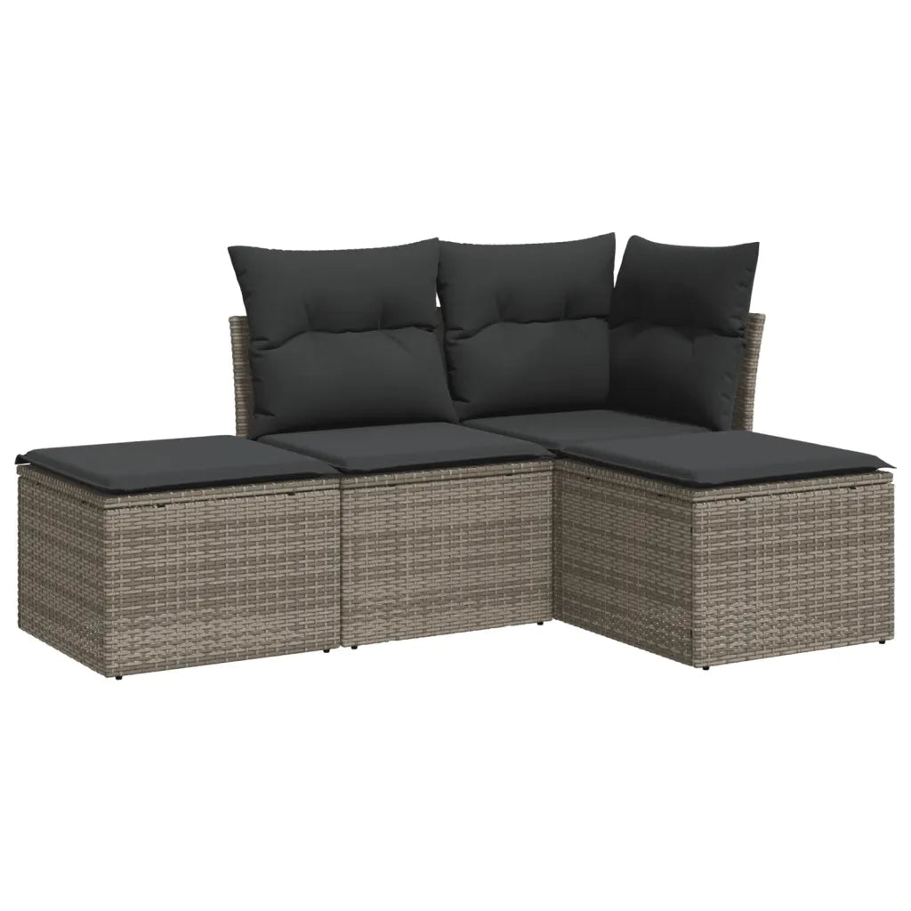 Set Divani da Giardino 4 pz con Cuscini in Polyrattan Grigio 3249319