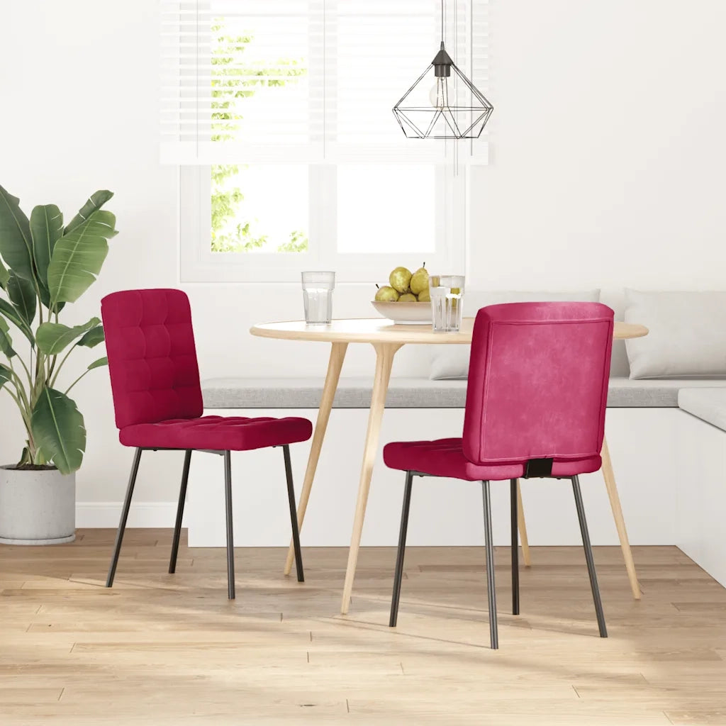 vidaXL Sedie da Pranzo 2 pz Rosso Vino in Velluto