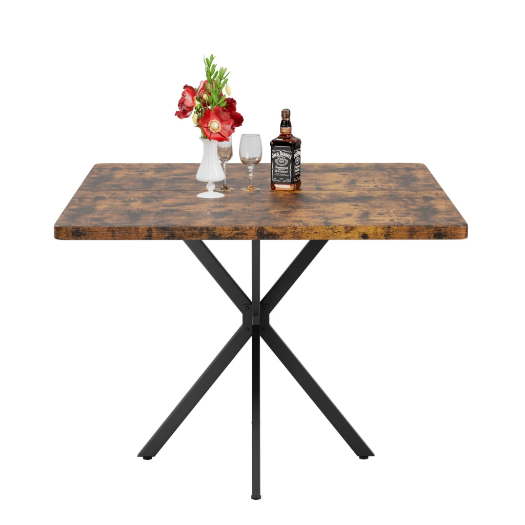 Tavolo da pranzo quadrato 38;6" in MDF e metallo; marrone