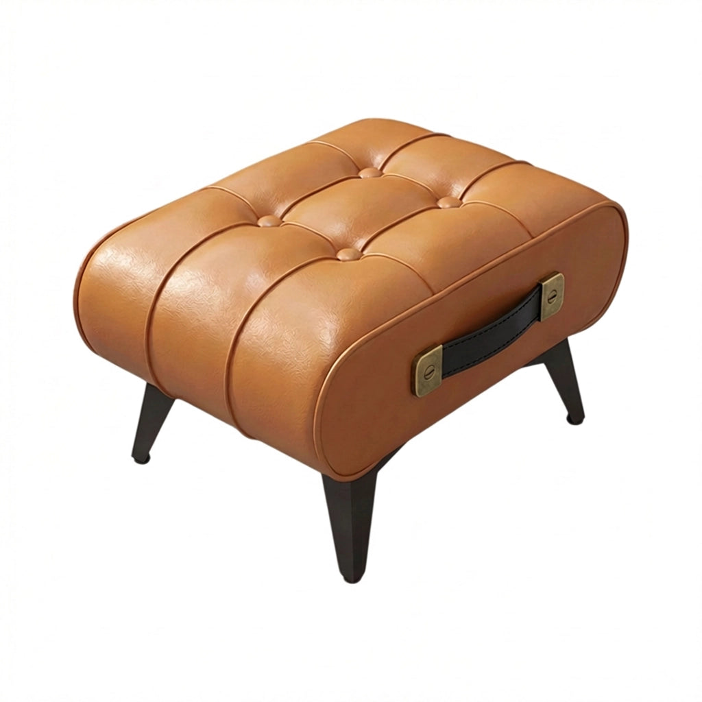Kumo - Sgabello Pouf Ottomano Moderno 35,5x25x30 cm Poggiapiedi in Similpelle Cuoio