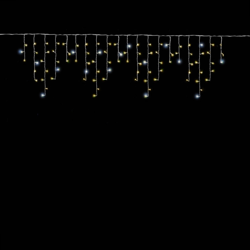 Luci Natale Tenda Luminosa Per esterno cascata di stalattiti con 92 Maxi Led 3x0.70 CM a luce Calda e flash bianco intermittente