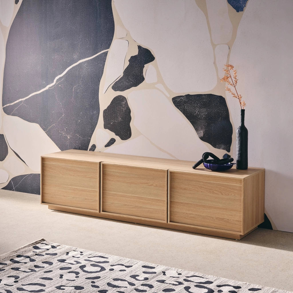 Mobile tv decorazione legno 3 ante 140cm, marrone naturale
