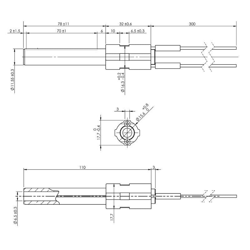 Resistenza accensione per stufe a pellet in ceramica 300W KH74737