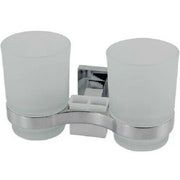 Trade Shop - Porta Spazzolino 2 Bicchieri Dentifricio Muro Parete Acciaio Vetro Square 59187 -