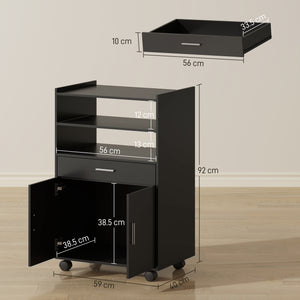 Mobile Cucina Multiuso 59x40x92 cm con Ripiano Estraibile in MDF Nero