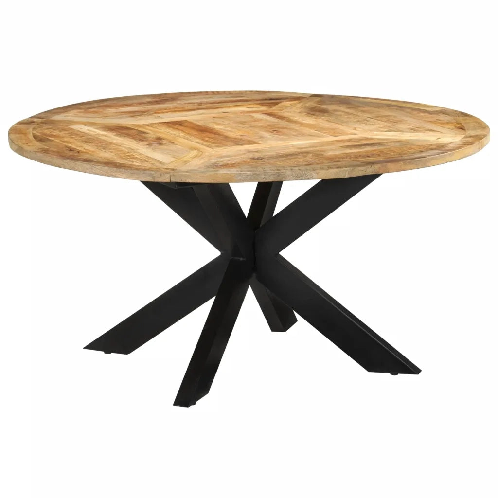 Tavolo da Pranzo Ã˜150x76 cm in Legno Grezzo Massello di Mango