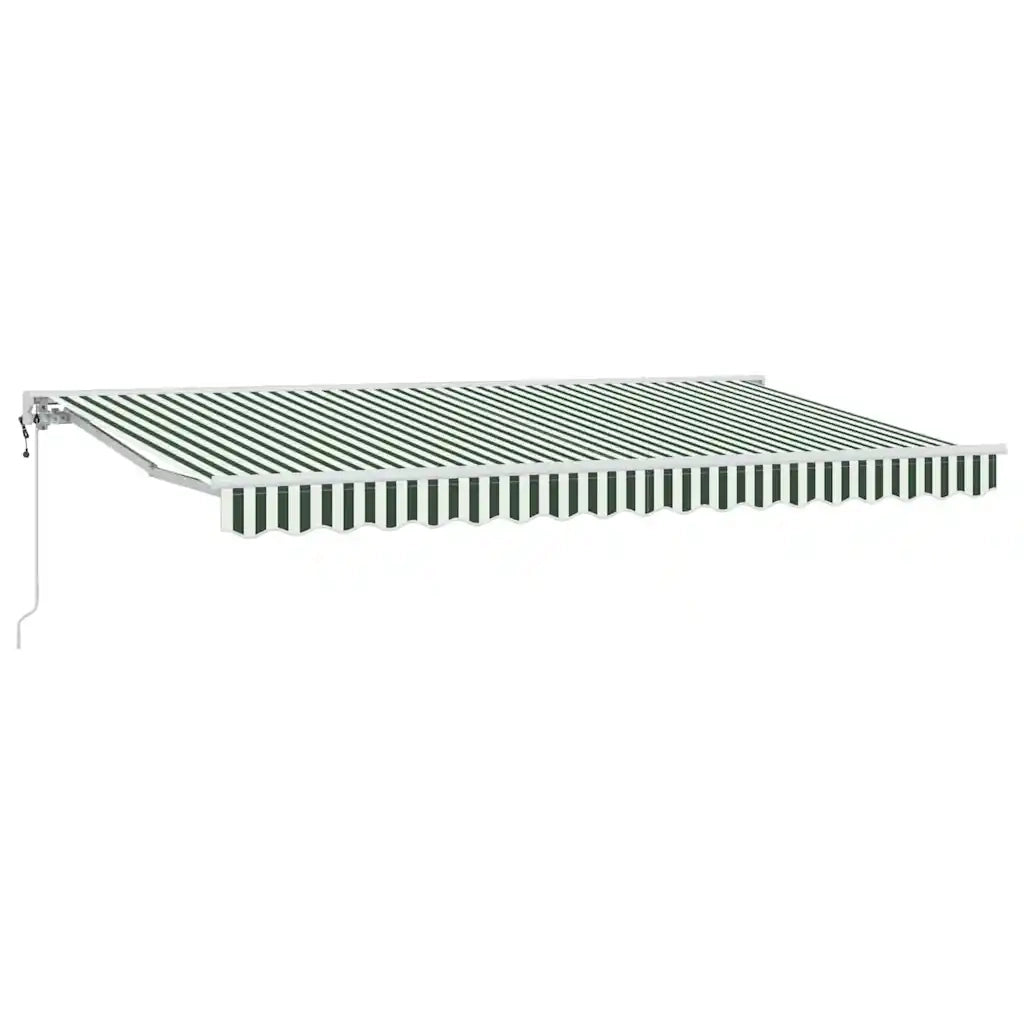 vidaXL Tenda Retrattile Verde e Bianco 400x200 cm Tessuto