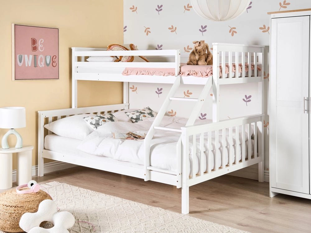 Letto a castello per bambini struttura in legno bianco 90/140 x 200 cm cameretta