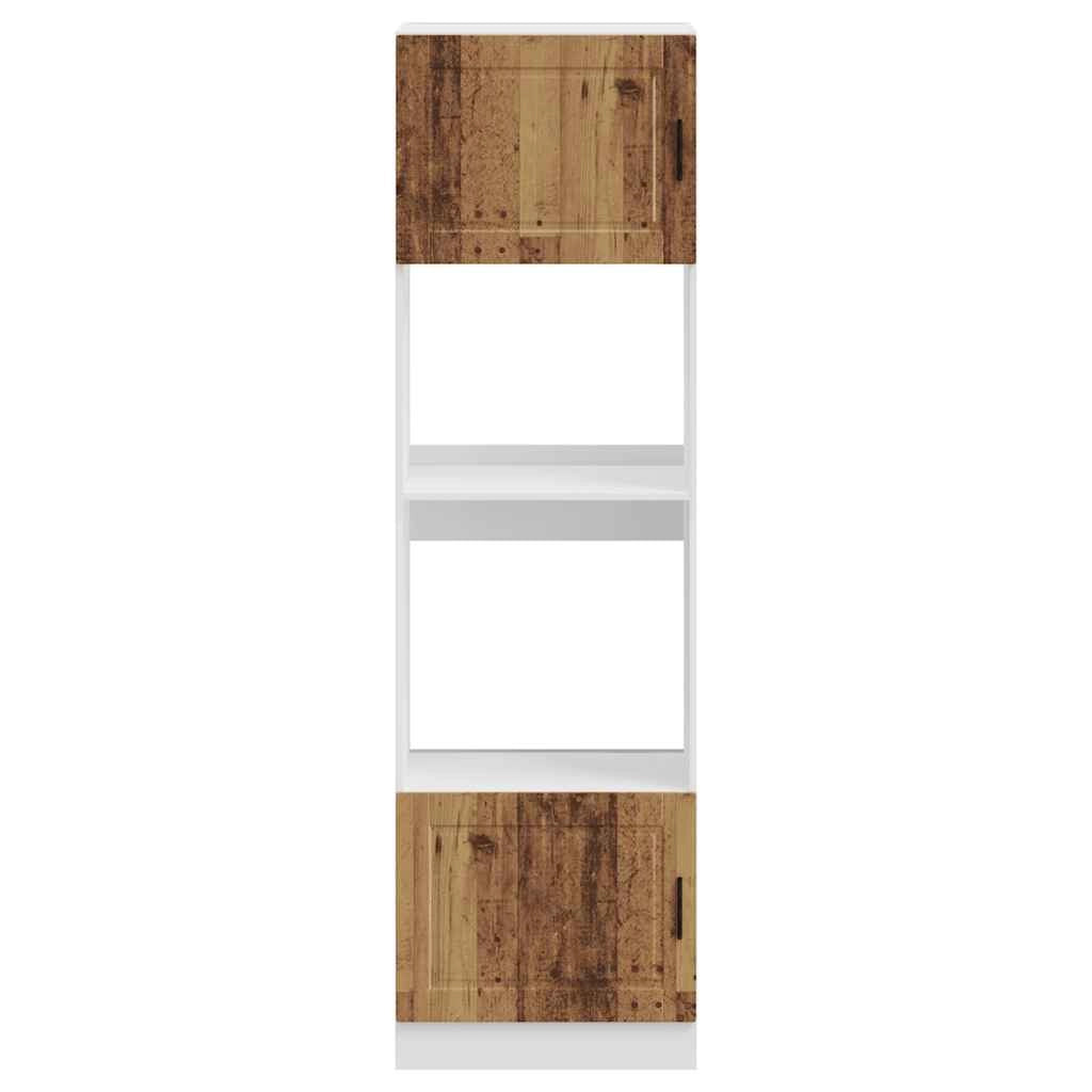 Set di 2 mobili da forno classici con piedini regolabili 60 x 57 x 207 cm legno ingegnerizzato finitura legno invecchiato 02_0055724