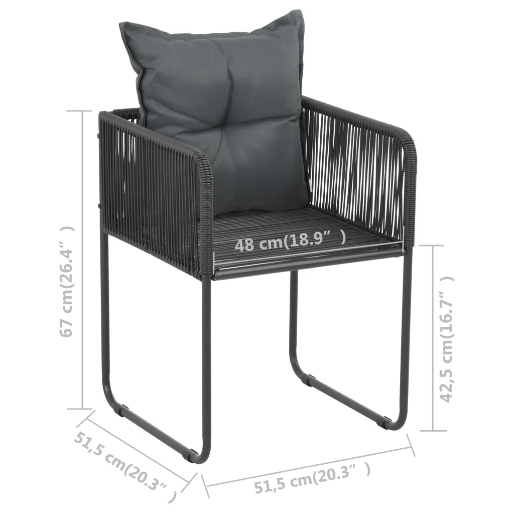 Set da Pranzo da Giardino 5 pz in Rattan PVC Nero