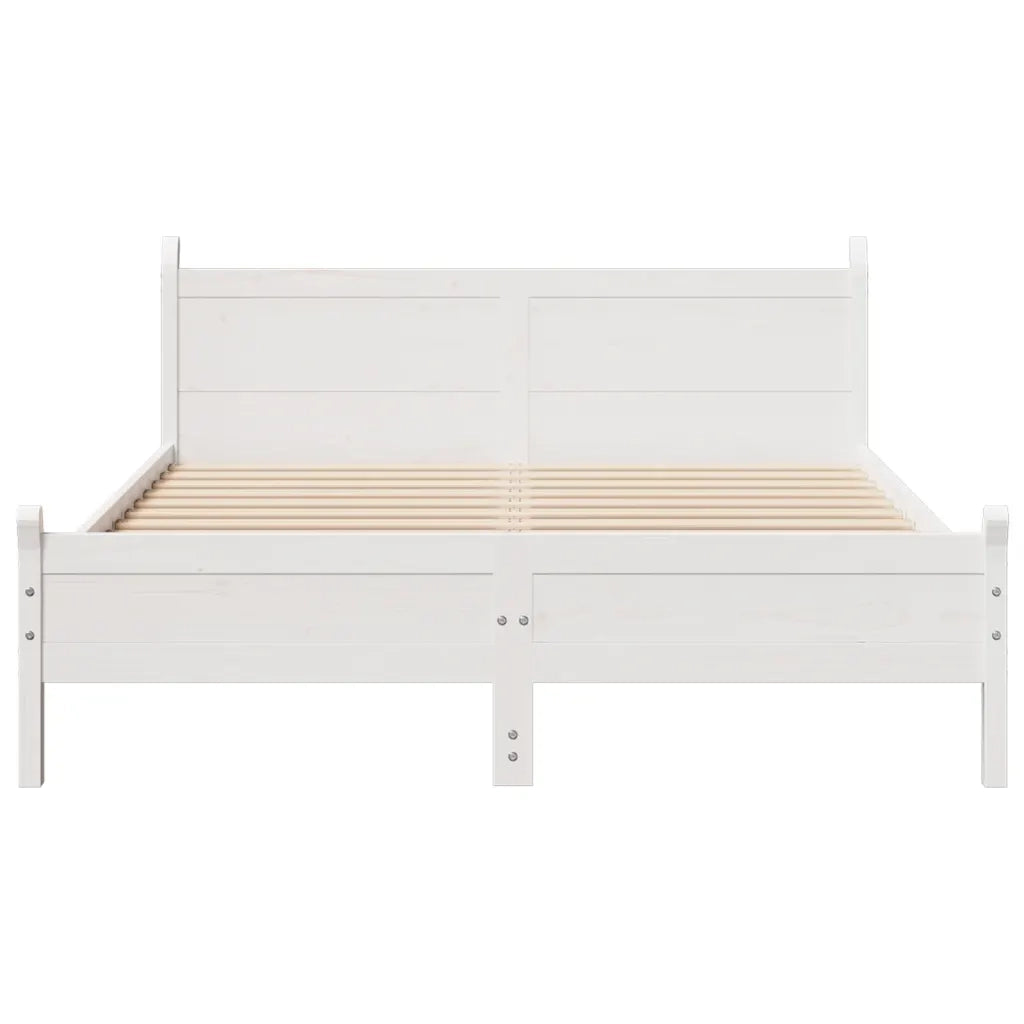 Letto senza Materasso Bianco 150x200 cm Legno Massello di Pino