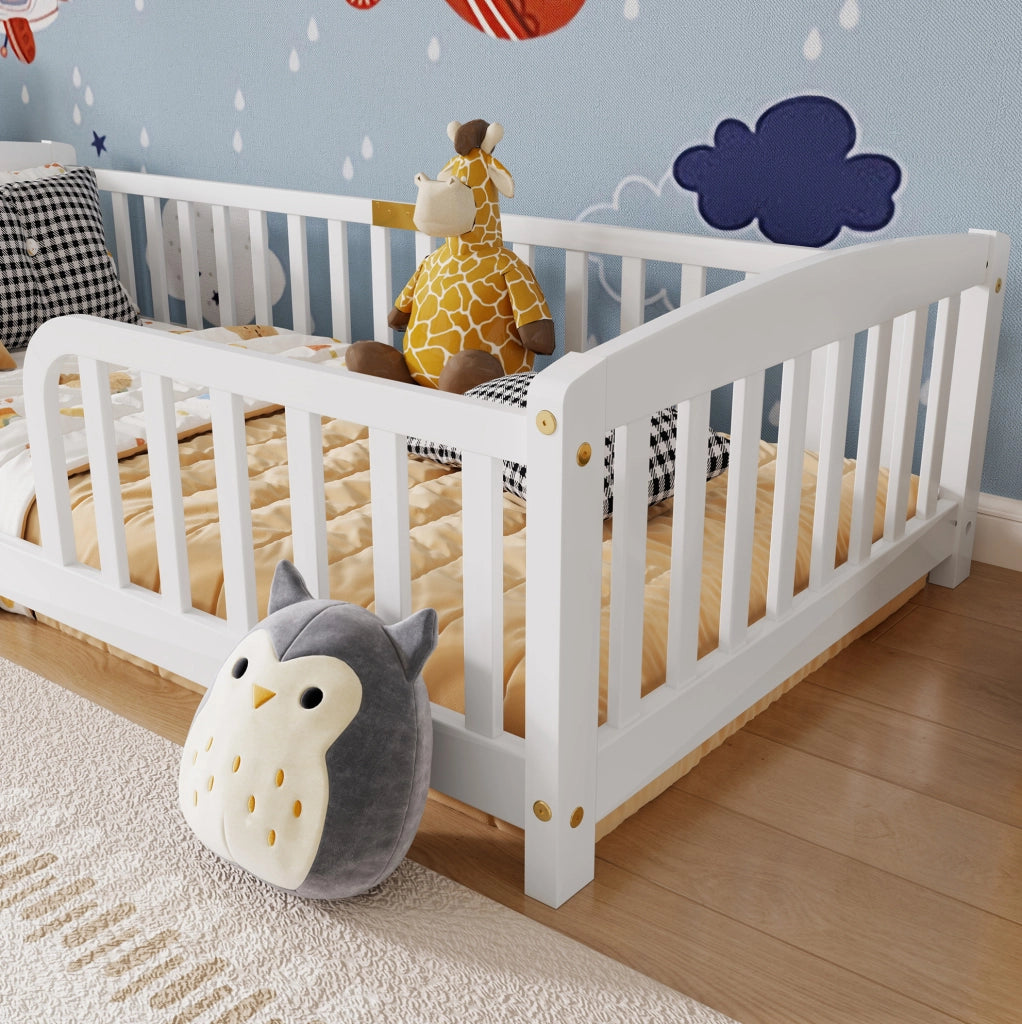 Letto a pavimento per bambini 90x200 cm in pino bianco