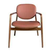 Poltrona in ecopelle marrone e noce