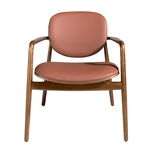 Poltrona in ecopelle marrone e noce