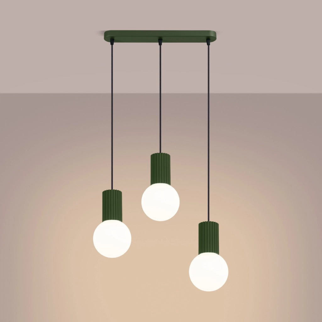 Lampada a sospensione HALO 3L verde oliva