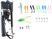 Attrezzo per pesca portatile - Asta telescopica - Hanno con molinetto - 21 ganci - Adatto per acqua salata e dolce - Manico ergonomico
