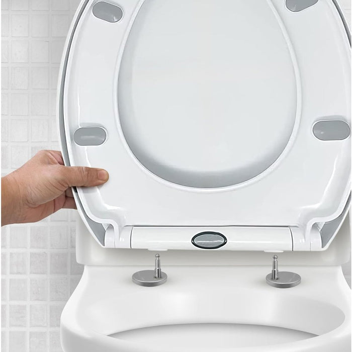 Cuqoo sedile wc ovale con chiusura rallentata, sgancio rapido, c
