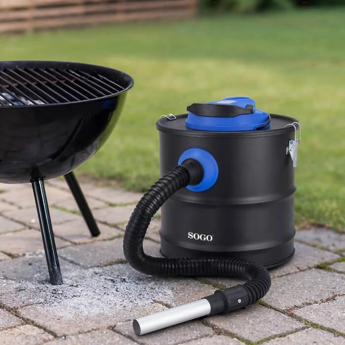 Aspiratore ceneri 20 litri con filtro HEPA, 1200W, tubo alluminio ignifugo, doppio sistema filtraggio - SOGO