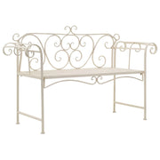 Panca da giardino mobili da esterno per patio terrazza 132 x 46 x 85 cm metallo bianco anticato 02_0011238