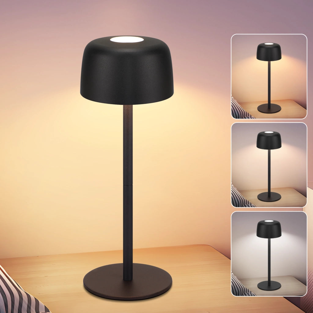 ZMH Lampada da tavolo LED nera wireless touch dimmerabile 3 temperature regolabili per camera letto soggiorno