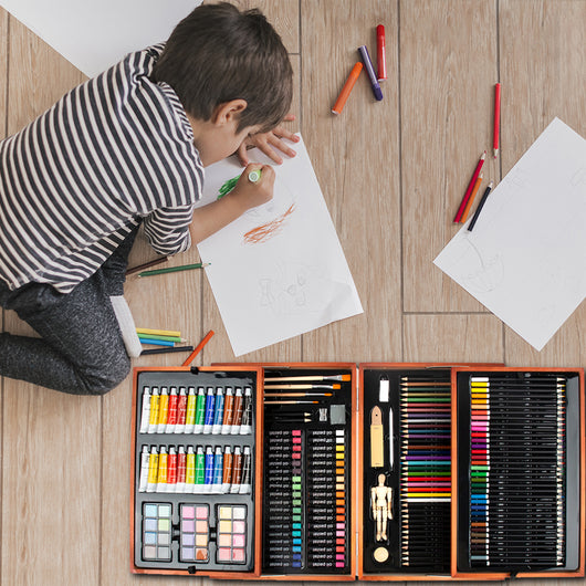 Valigetta Artista in Legno XXL con 185 Accessori Disegno Artistico Professionale