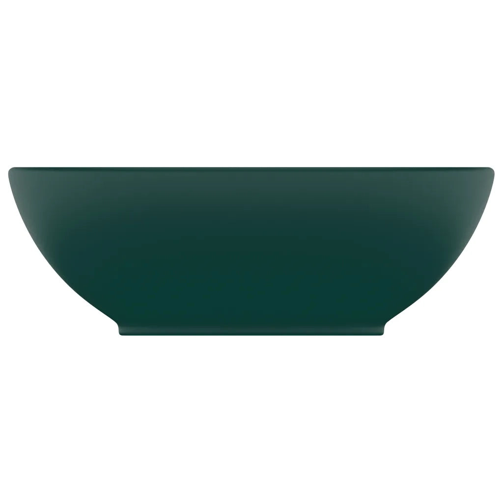 Lavandino Lusso Ovale Verde Scuro Opaco 40x33 cm in Ceramica cod mxl 49041