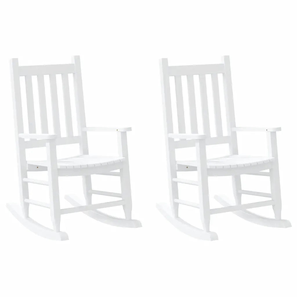 Sedie a Dondolo per Bambini 2 pz Bianche Legno Massello Pioppo CFW6065298